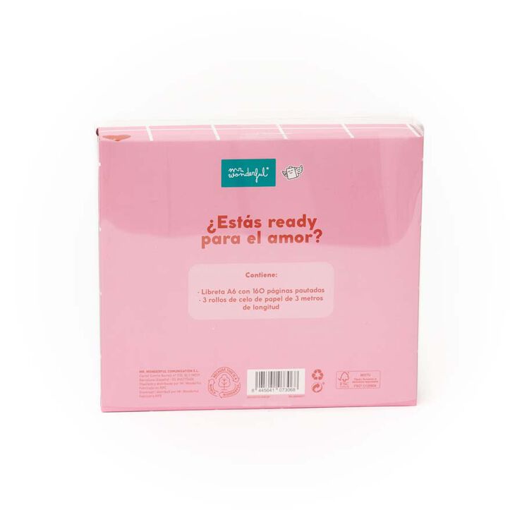 Set Libretas A6 + Washi Tapes Mr. Wonderful Te ​​quiero 3u