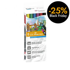 Rotuladores Tombow Dual Brush primarios 6 colores