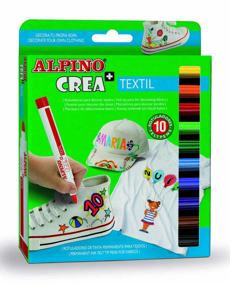 Retoladors per a roba Alpino Crea 10 colors