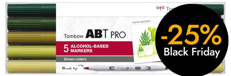 Retolador Tombow Abt Pro Dual Brush verds 5 colors
