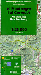Mapa topogr&agrave;fic de Catalunya 1:25 000. Unitats Geogr&agrave;fiques - 69 - El Montnegre i el Corredor
