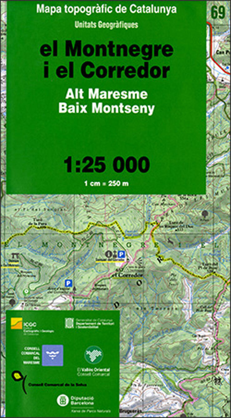 Mapa topogr&agrave;fic de Catalunya 1:25 000. Unitats Geogr&agrave;fiques - 69 - El Montnegre i el Corredor