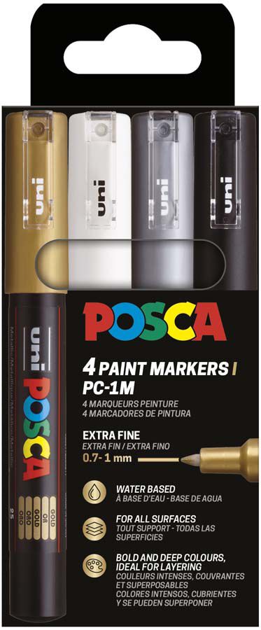 Rotuladores Posca PC-1M 0,7mm Metal 4 colores