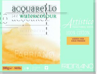 Bloc Acuarela Artistico Fabriano 100% algodón 23x30cm 300g