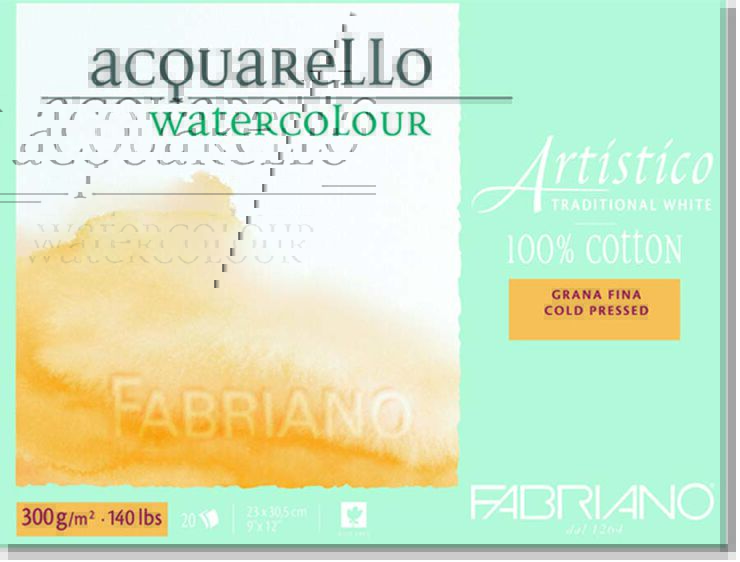 Bloc Acuarela Artistico Fabriano 100% algodón 23x30cm 300g