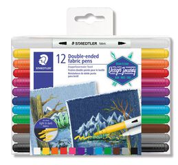 Retoladors Staedtler T&egrave;xtil doble punta 12 colors