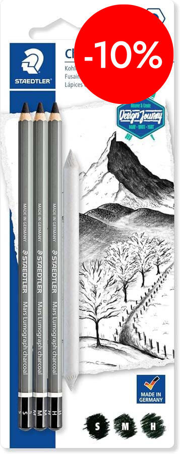 L&aacute;pices Carbon Mars Lumograph Charcoal S/M/H 3u