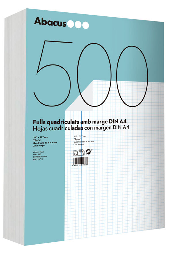 Paper impr&egrave;s Abacus A4 4x4 marge 500 fulls