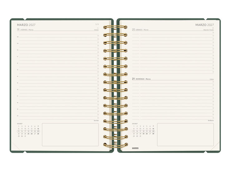 Agenda Finocam Haiku D&iacute;a P&aacute;gina 2027 Castellano Verde