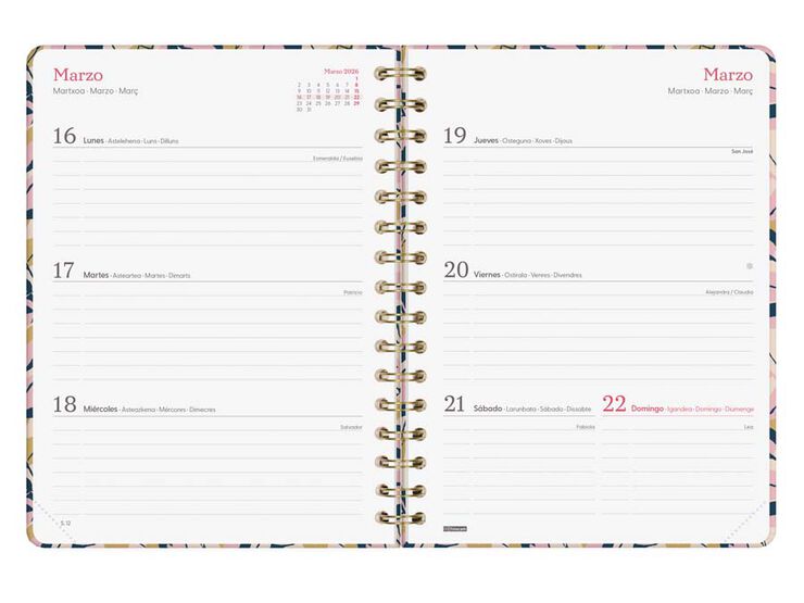 Agenda Finocam You E10 sem/vista horizontal cas 2026 Hojas