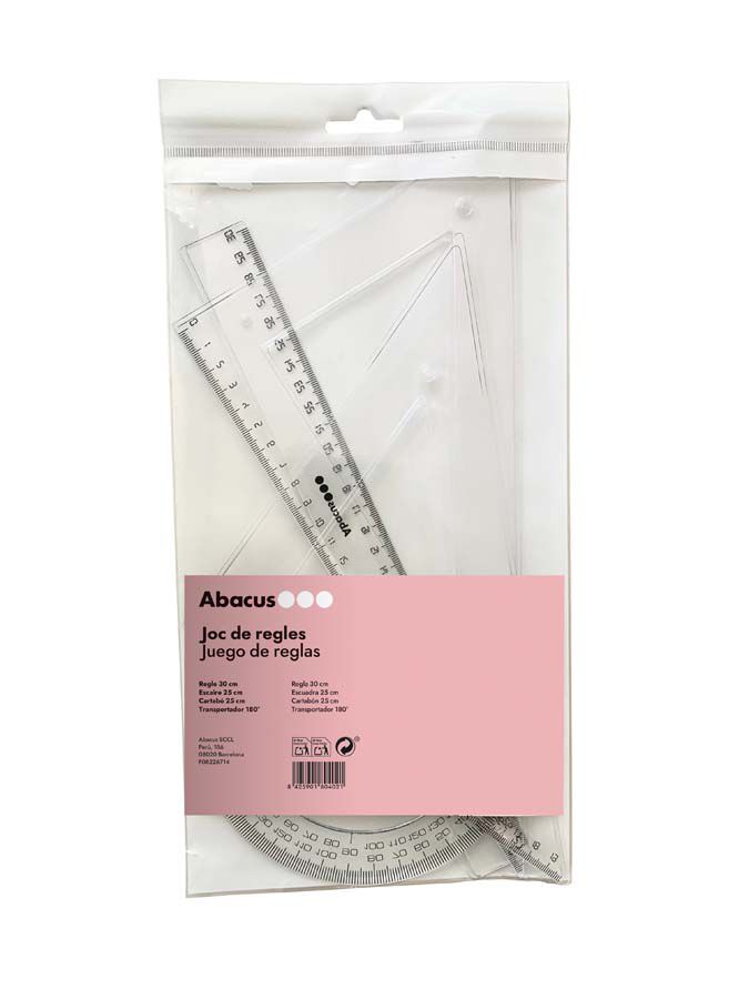 Set regle, escaire i cartab&oacute; Abacus 25cm