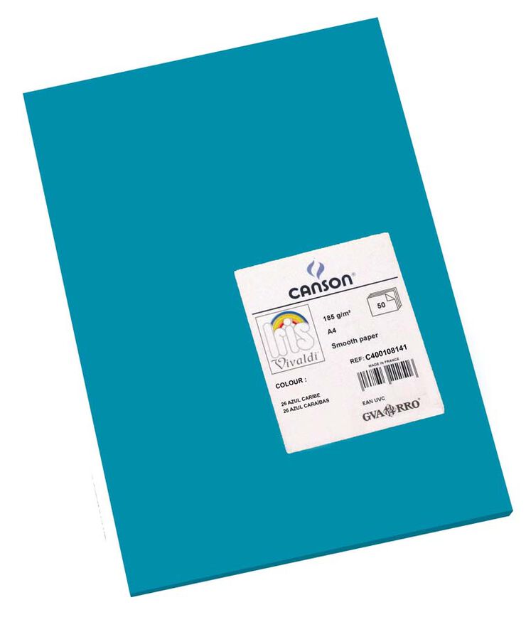 Cartolina Canson IRIS A4 185g Blau Carib 50 fulles