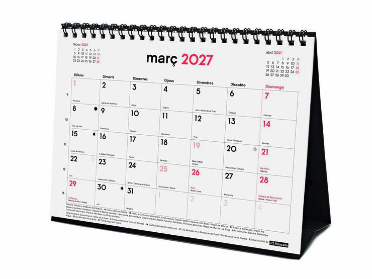 Calendario Mesa Finocam 16M 21x15cm Catal&aacute;n 2026-27