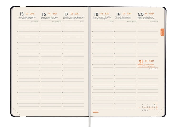 Agenda Finocam Flex Llisa Setmana Vista Vertical 2027 Castell&agrave; Negre