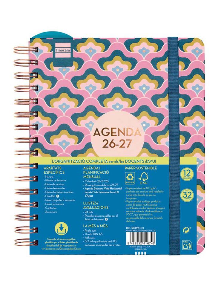 Agenda Finocam Magis Design 1/4 Sem/Vista Catal&aacute;n 2026-27 Lilac