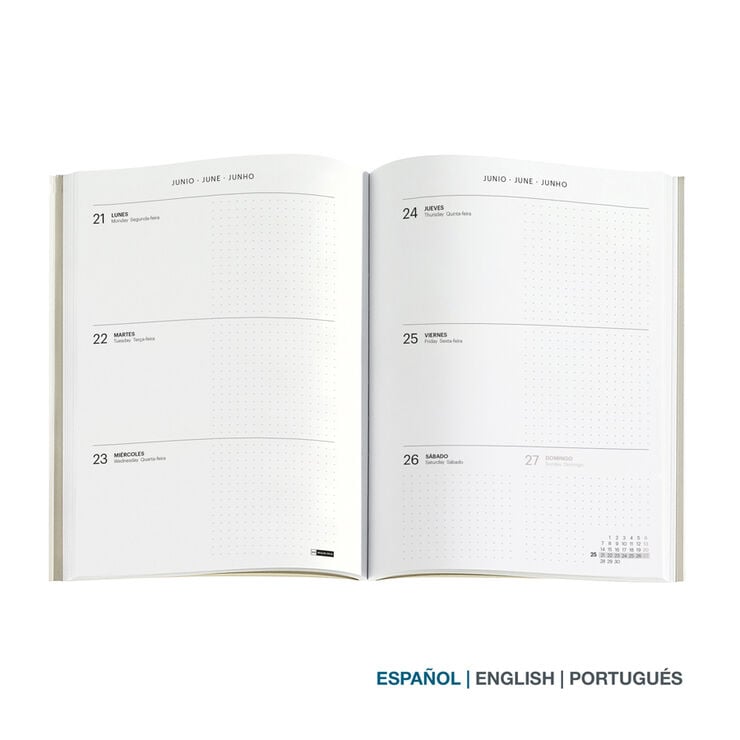 Agenda Miquelrius Plus Semana Vista Multiling&uuml;e 2027 Kraft Gris
