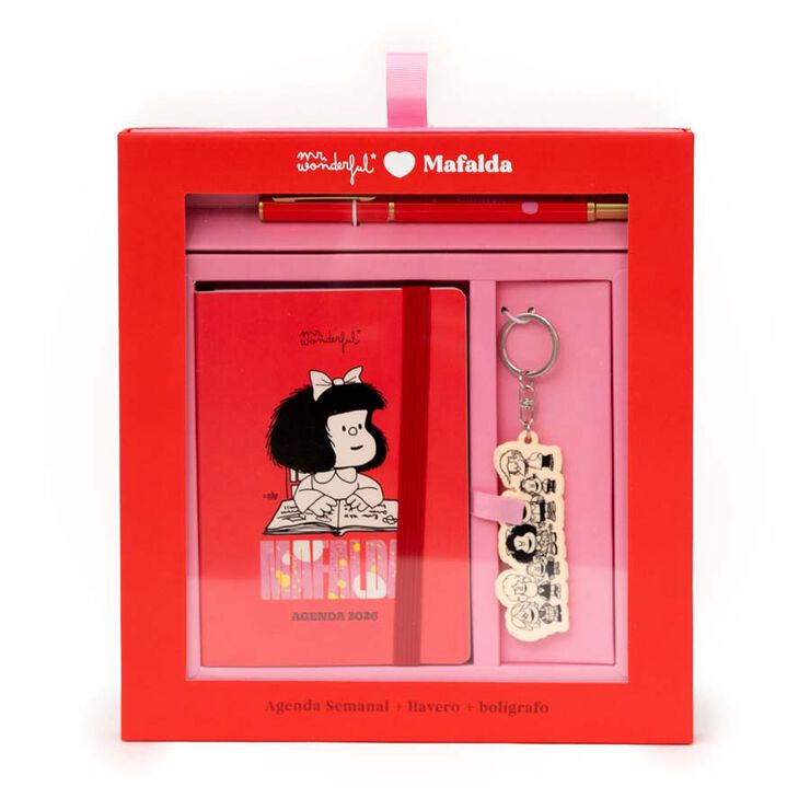 Set Agenda Mafalda A6 sem/vista 2026 cast + Llavero