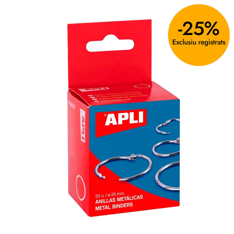 Anillas met&aacute;licas 25mm Apli 20u