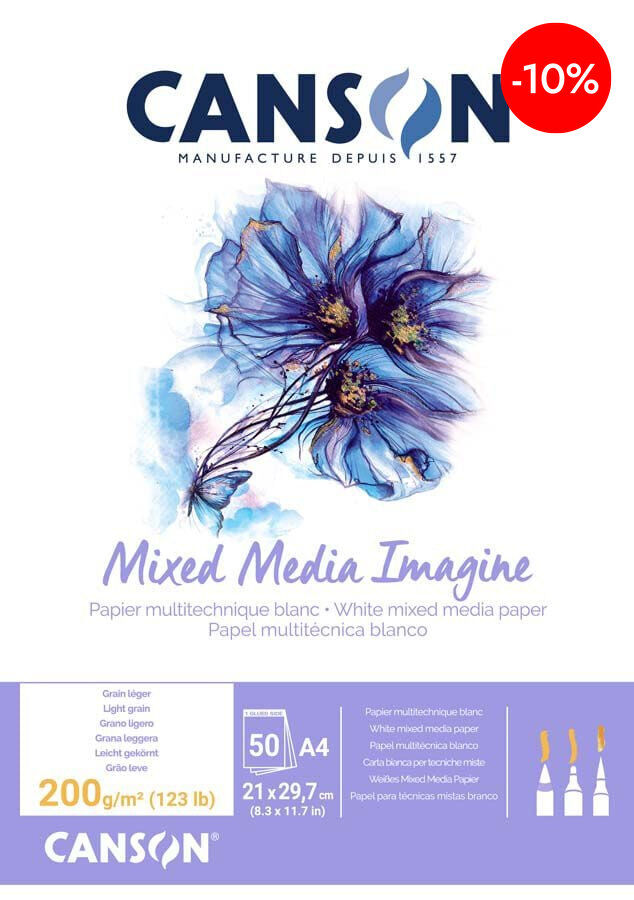Bloc Dibujo Mix Media Imagine Canson A4 200g 50 hojas