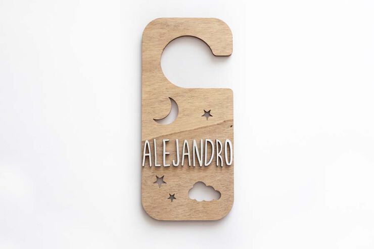 Placa Pom Puerta personalizable Vinitun Luna kraft