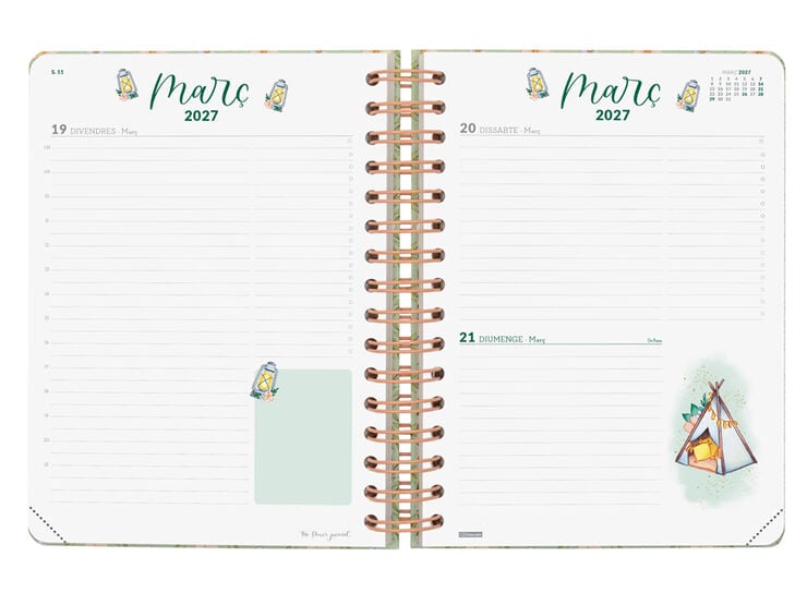 Agenda Finocam Flower Journal D&iacute;a P&aacute;gina 2027 Catal&aacute;n Verde