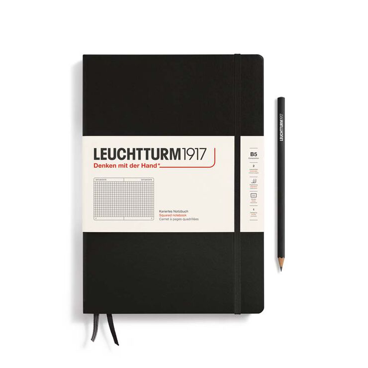 Libreta Leuchtturm B5 tapa dura cuadrícula negro