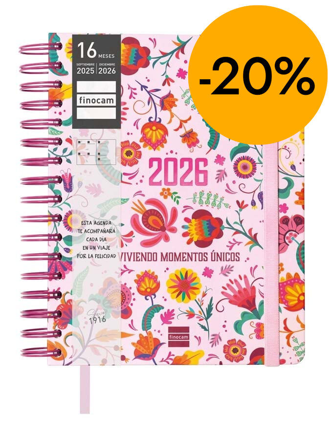 Agenda Finocam 16 meses Vitae 1/4 sem/vista cas 2025-26 rosa