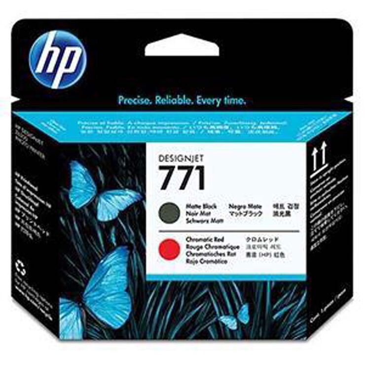 Capçal original HP 771 negre mat i vermell - CE017A