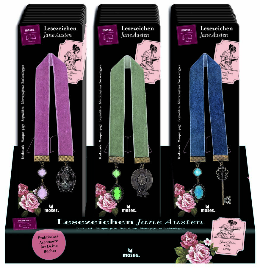 Punt de llibre cinta vellut i penjolls Jane Austen