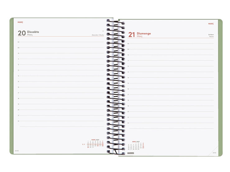Agenda Finocam My D&iacute;a P&aacute;gina 2027 Catal&aacute;n Verde