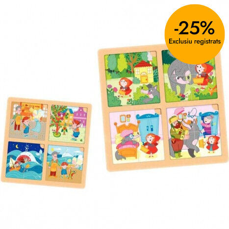 Puzzles Akros Secuencias Caperucita + Pinocho