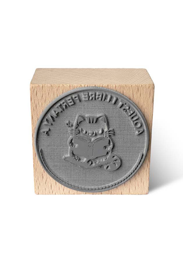 Sello Exlibris madera Gato 6x6cm