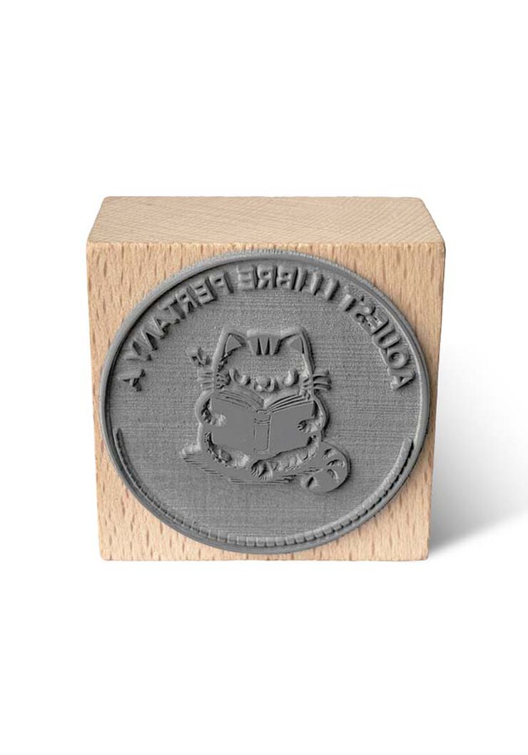 Segell Exlibris fusta Gat 6x6cm