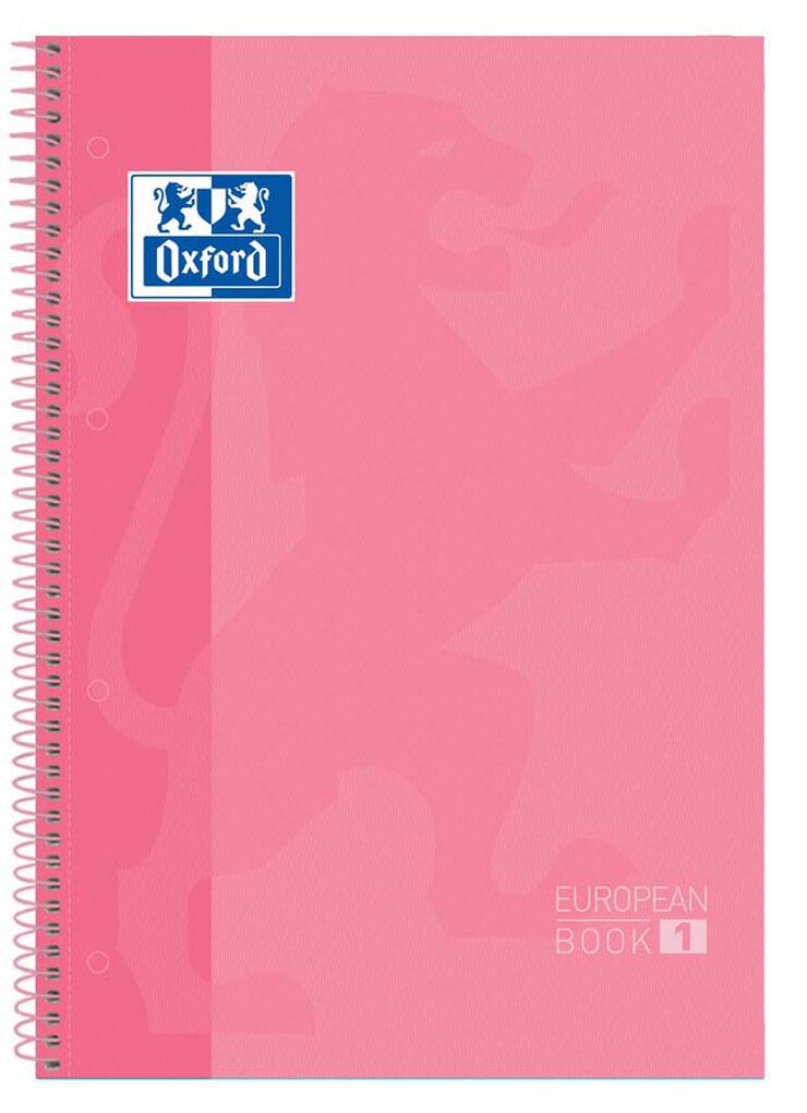 Cuaderno espiral Oxford Classic Europeanbook 1 A4+ 5x5 80F Rosa