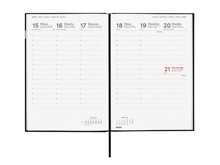 Agenda Finocam Porto Semana Vista Vertical 2027 Catal&aacute;n Negro