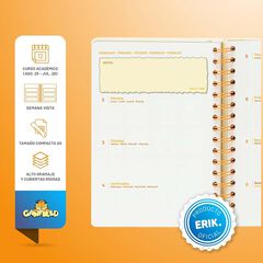Agenda escolar Erik A5 sem/vista multilingüe 2025-26 Garfield