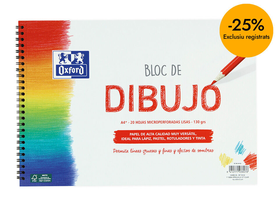 Bloc dibuix Oxford A4+ 20 fulls