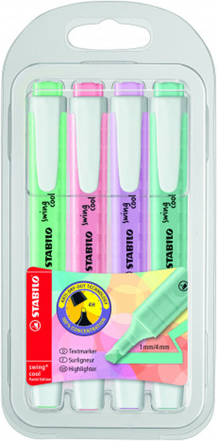 Marcadores fluorescentes Stabilo Swing Cool 4 colores