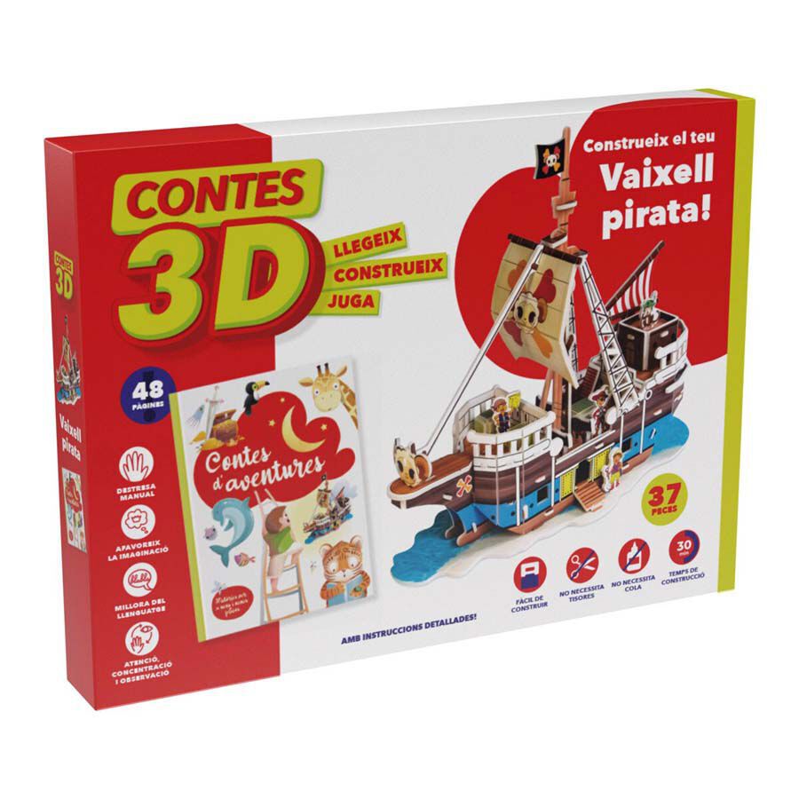 Puzle 3D i cuento Vaixell Pirata 37 piezas