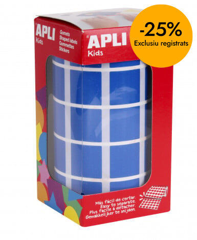 Gomets Quadrats grans 20mm rotlle blau