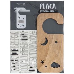 Placa Pom Puerta personalizable Vinitun Luna kraft