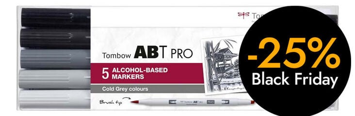 Rotulador Tombow Abt Proh Dual Brush grises fríos 5 colores