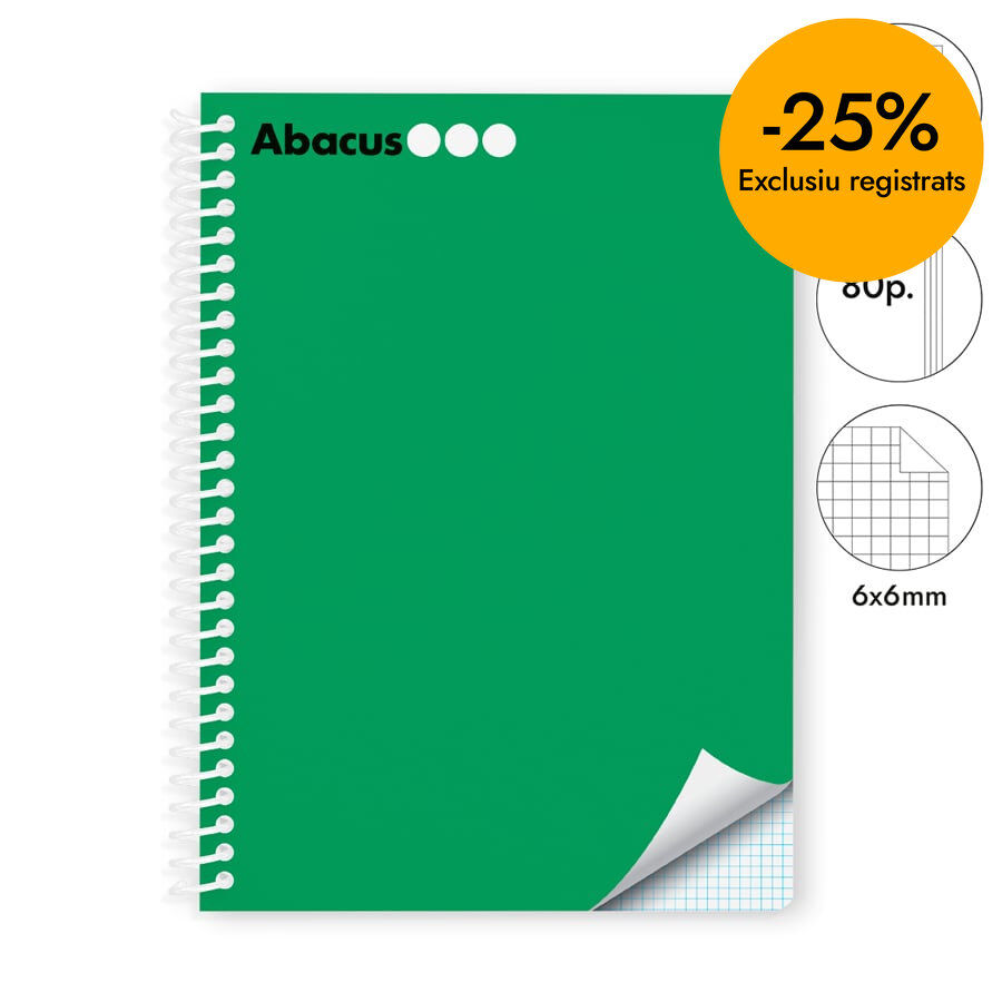 Llibreta espiral Abacus A4 80 fulls 6x6mm verd