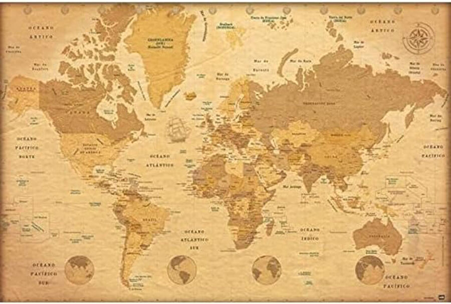 Poster Mapa del Mundo Vintage