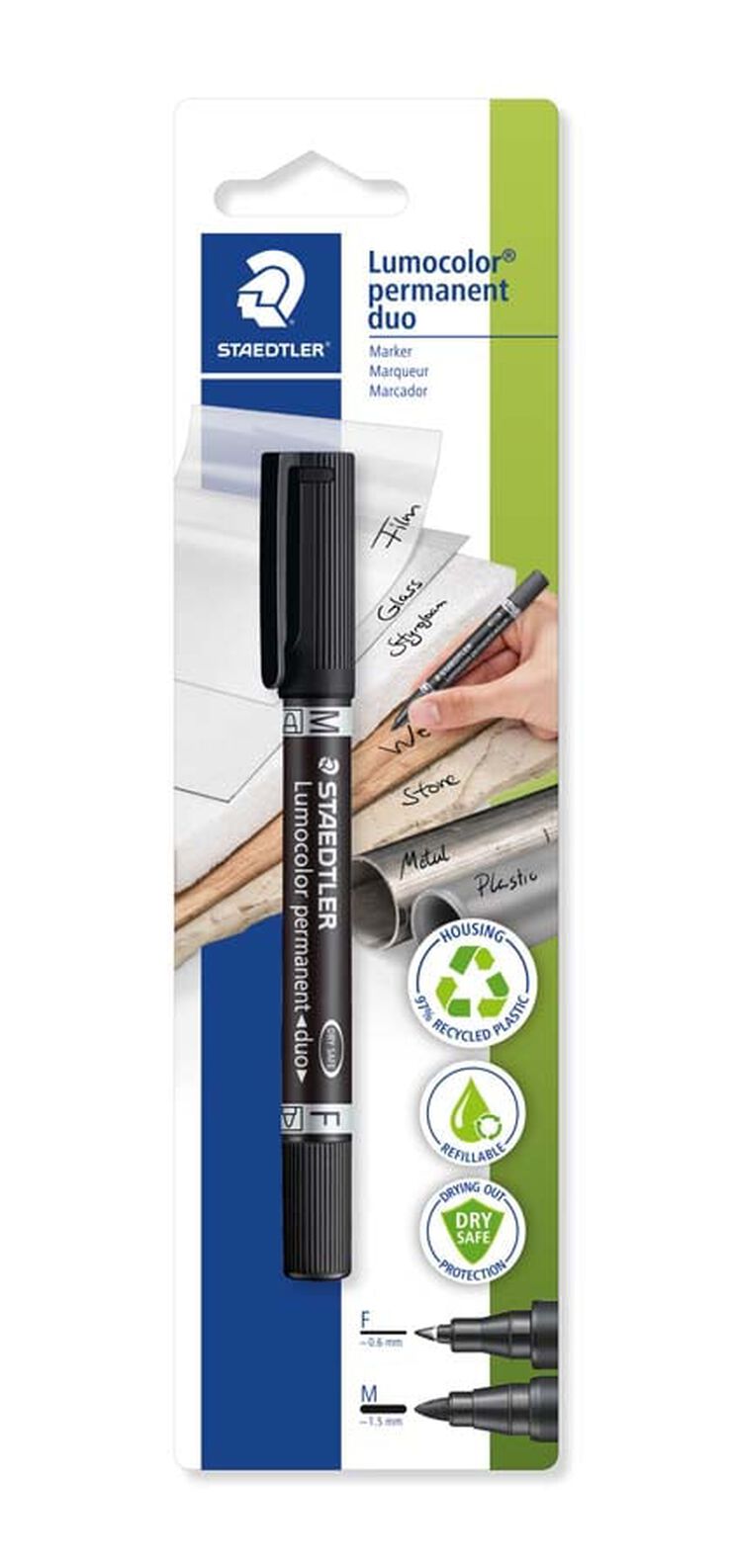 Rotulador permanente Staedtler Lumocolor Duo negro