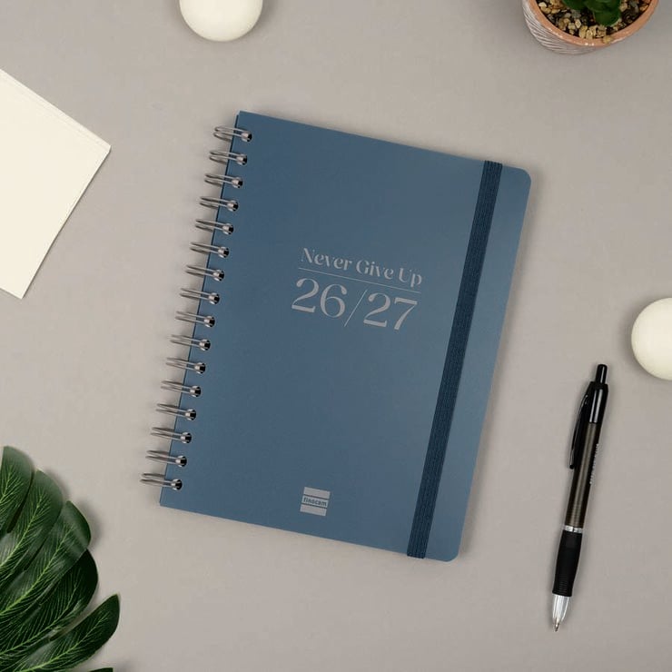 Agenda Escolar Finocam Cosmoflex 1/4 Sem/Vista Castellano 2026-27 Azul