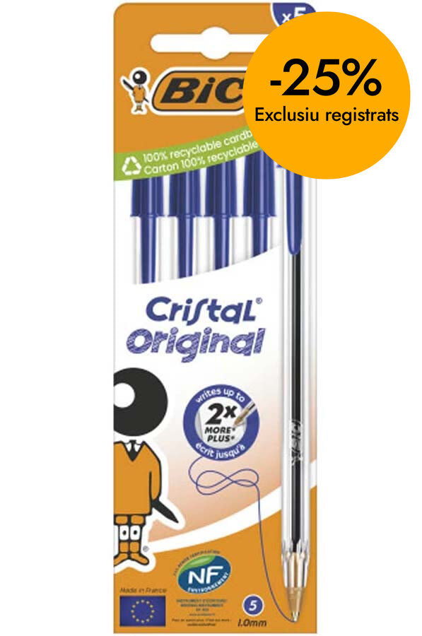 Bol&iacute;grafos Bic Cristal azul 5u