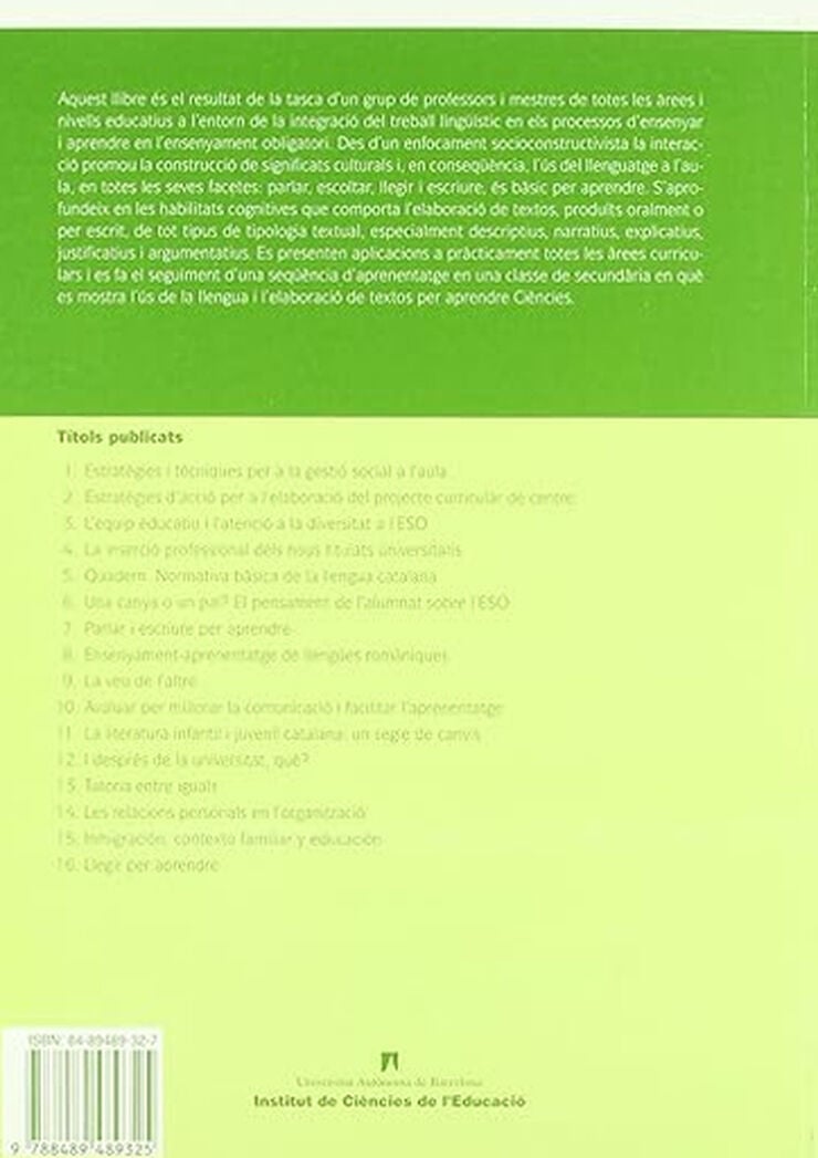 Parlar i escriure per aprendre