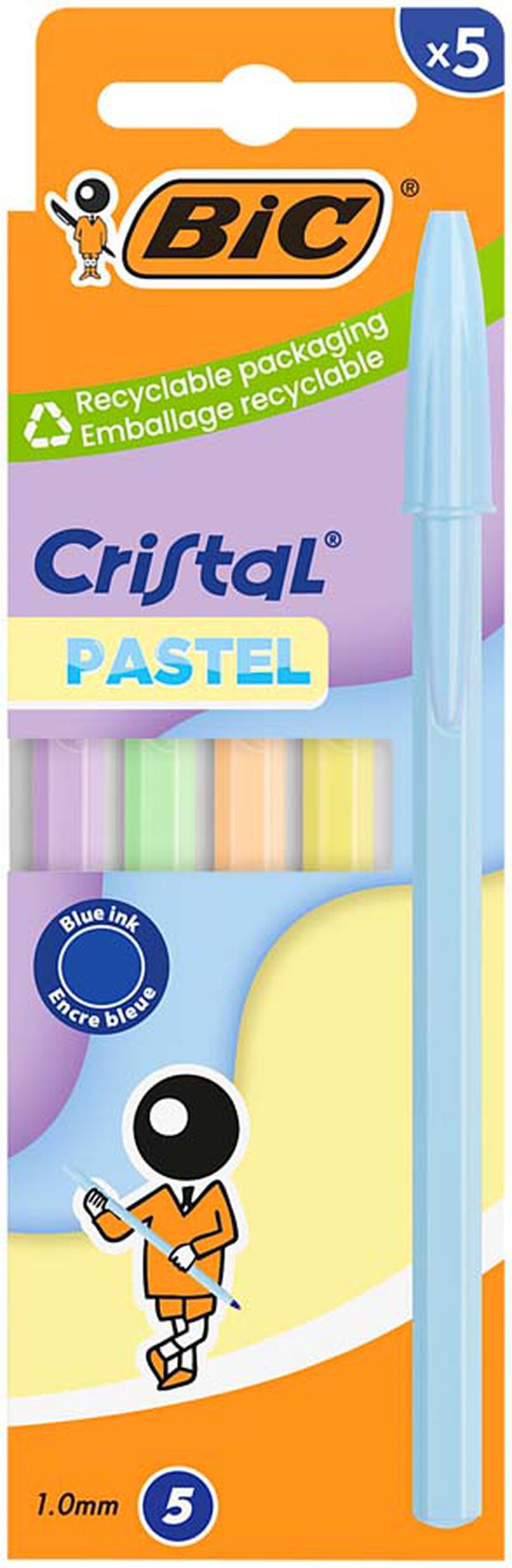 Bol&iacute;grafo Bic Cristal Pastel 5u