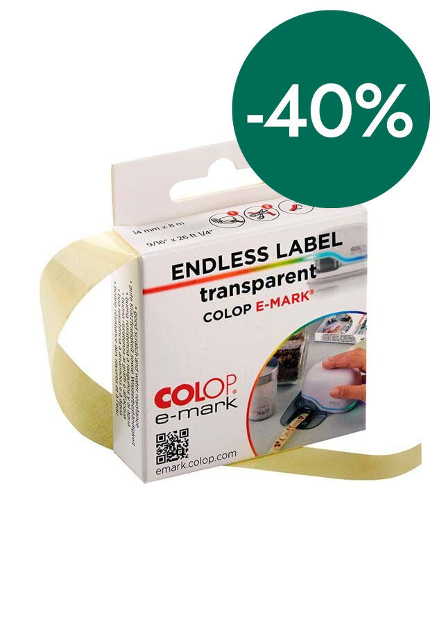 Etiqueta Colop E-Mark Go transparent 14mm x 8m
